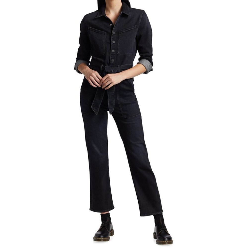 Mother Double Slant Denim Jumpsuit Size X-Small Color Thunder Road
